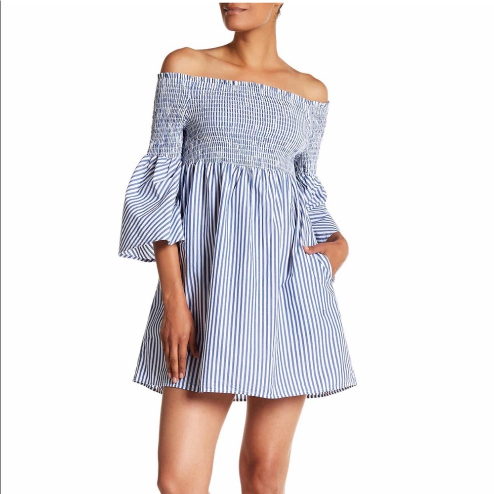 Sanctuary Smocked Off Shoulder Dress - XS